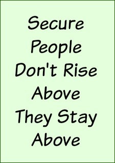 Secure people don't rise above, they stay above.