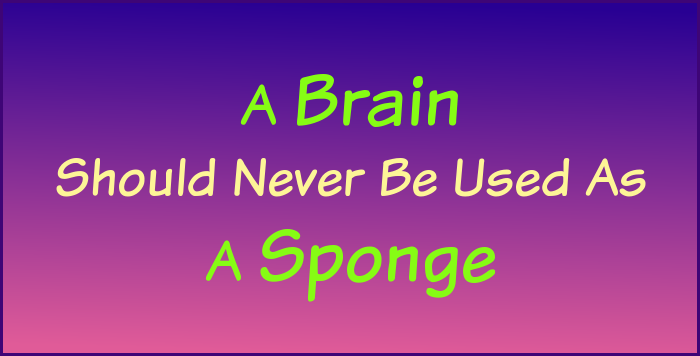 A brain should never be used as a sponge.